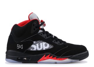 Meilleures Air Jordan 5 Retro Supreme "Supreme" Noir (824371-001)