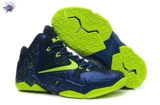 Meilleures Nike Lebron 11 Foncé Bleu Fluorescent Vert